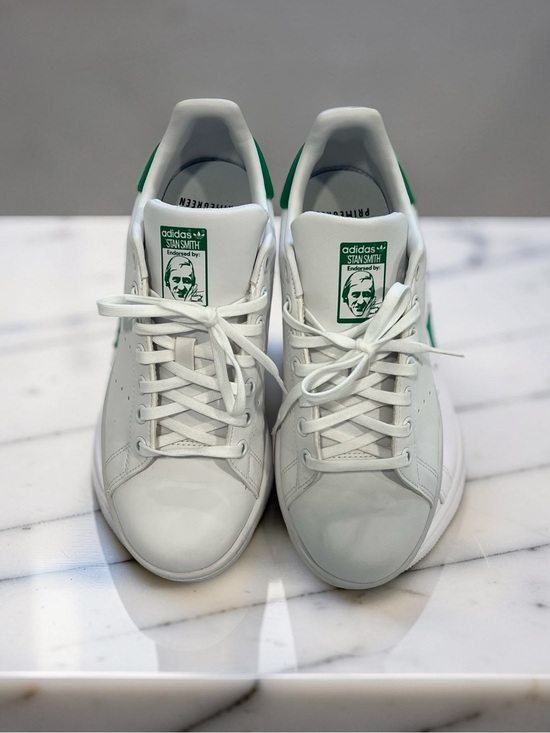 adidas Shoes - adidas White Leather Sneakers with Green Heel Tab